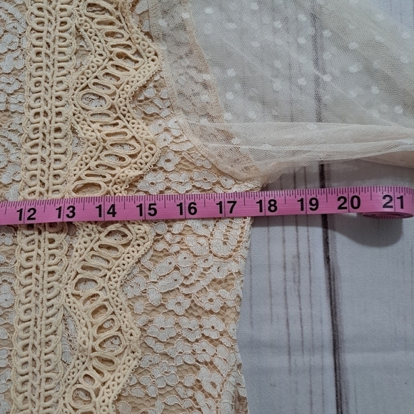 Boho Bohemian Lace Sheer Long Sleeve Small - Picture 4 of 10